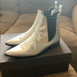 Silver slip on boots